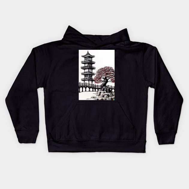 Japan tower bridge Kids Hoodie by maxcode